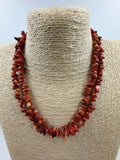 Natural Red Carnelian Chip Necklace – 45cm | 925 Sterling Silver Clasp | Handcrafted Gemstone Jewelry