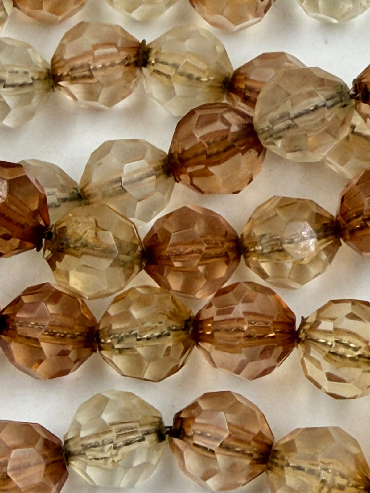 Vintage champagne crystal bead necklace full view