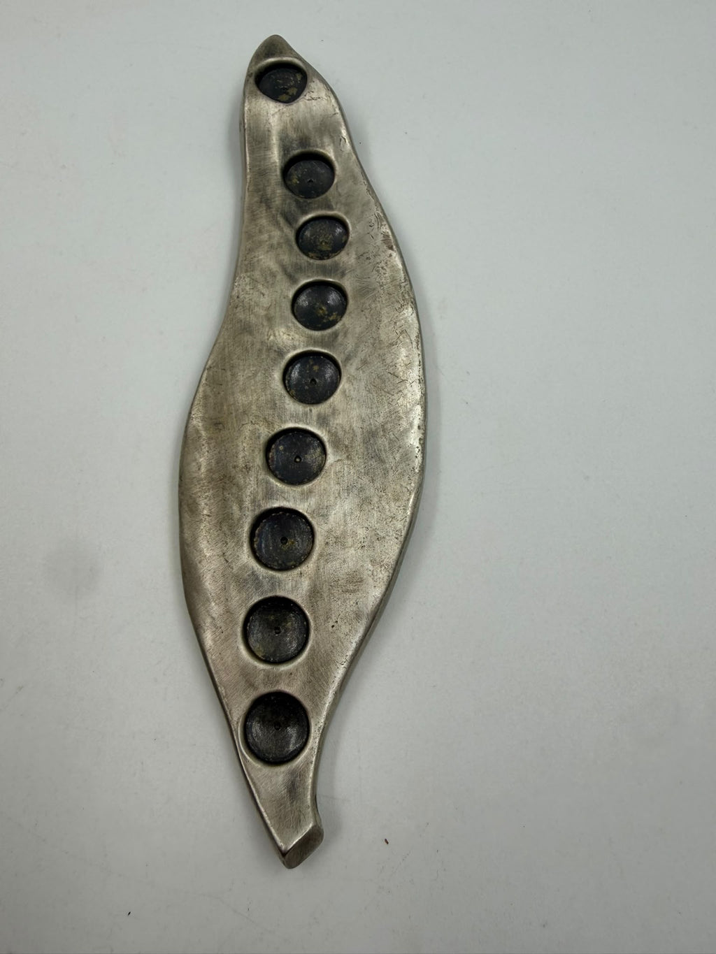 Vintage Danon Israel Silver-Plated Hanukkah Menorah – Modernist Leaf-Shaped Judaica