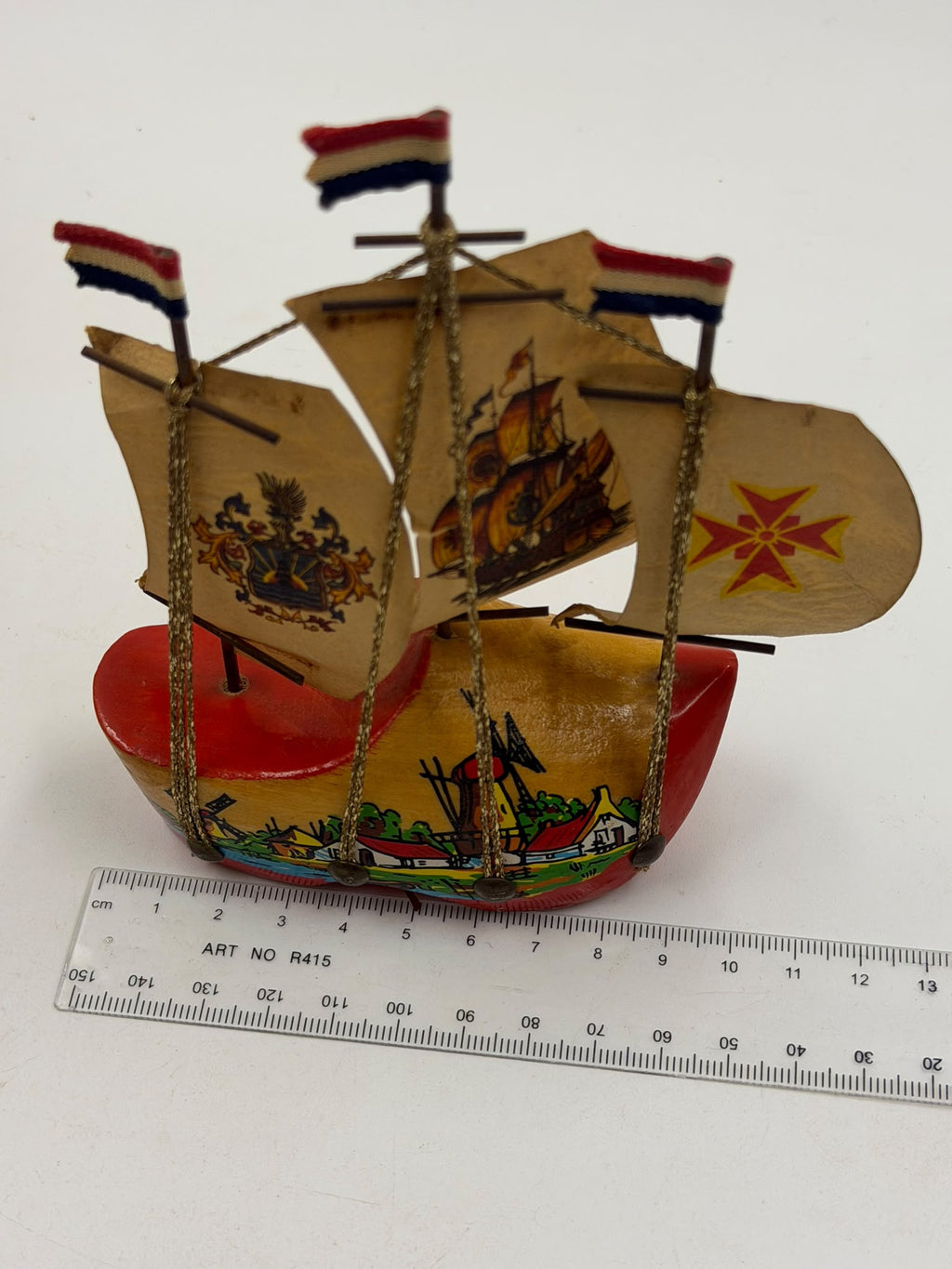 Dutch clog ship sails close-up – coat of arms and galleon motifs