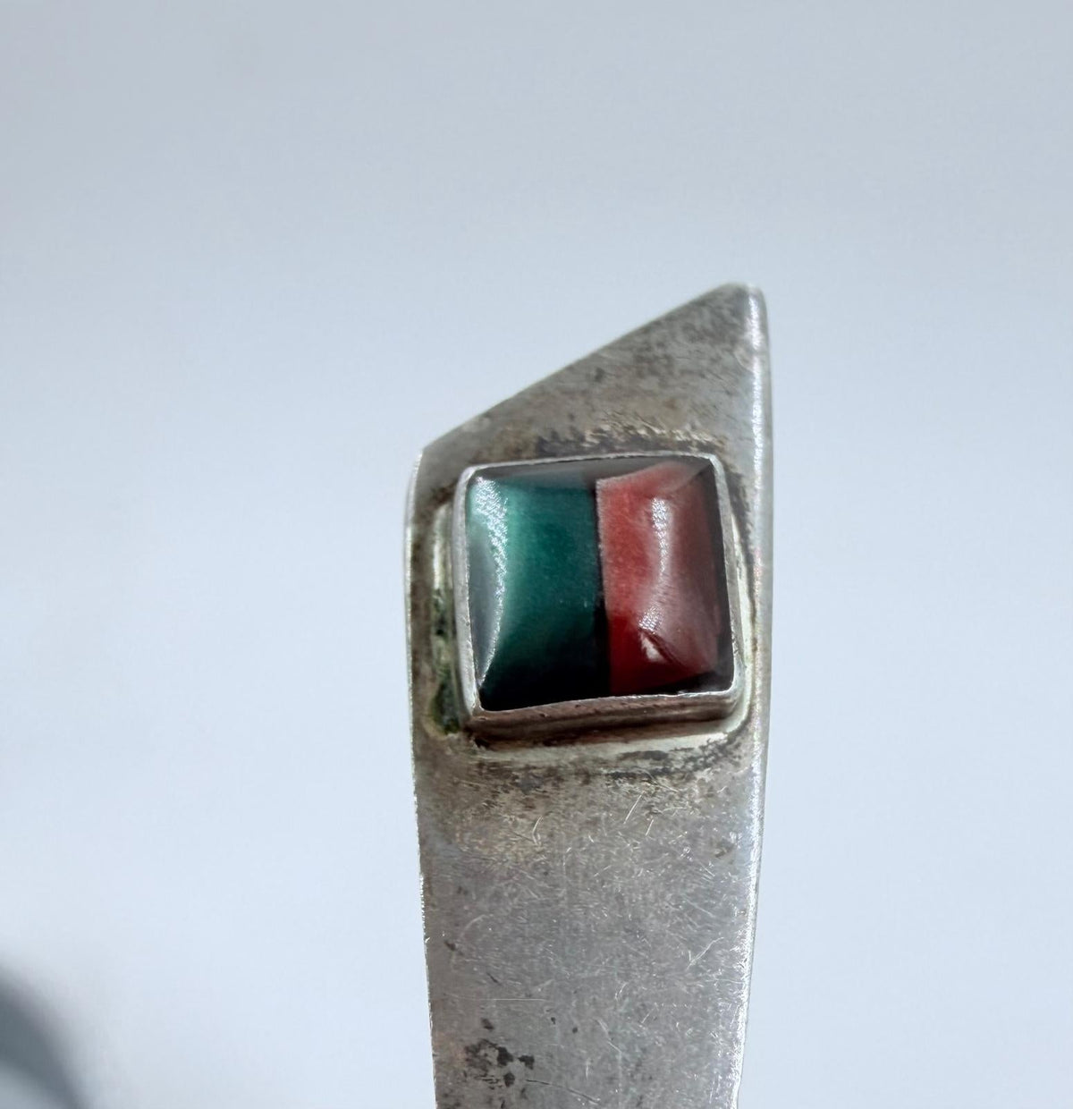 Vintage Israeli silver 925 cufflinks and tie clip set - front view