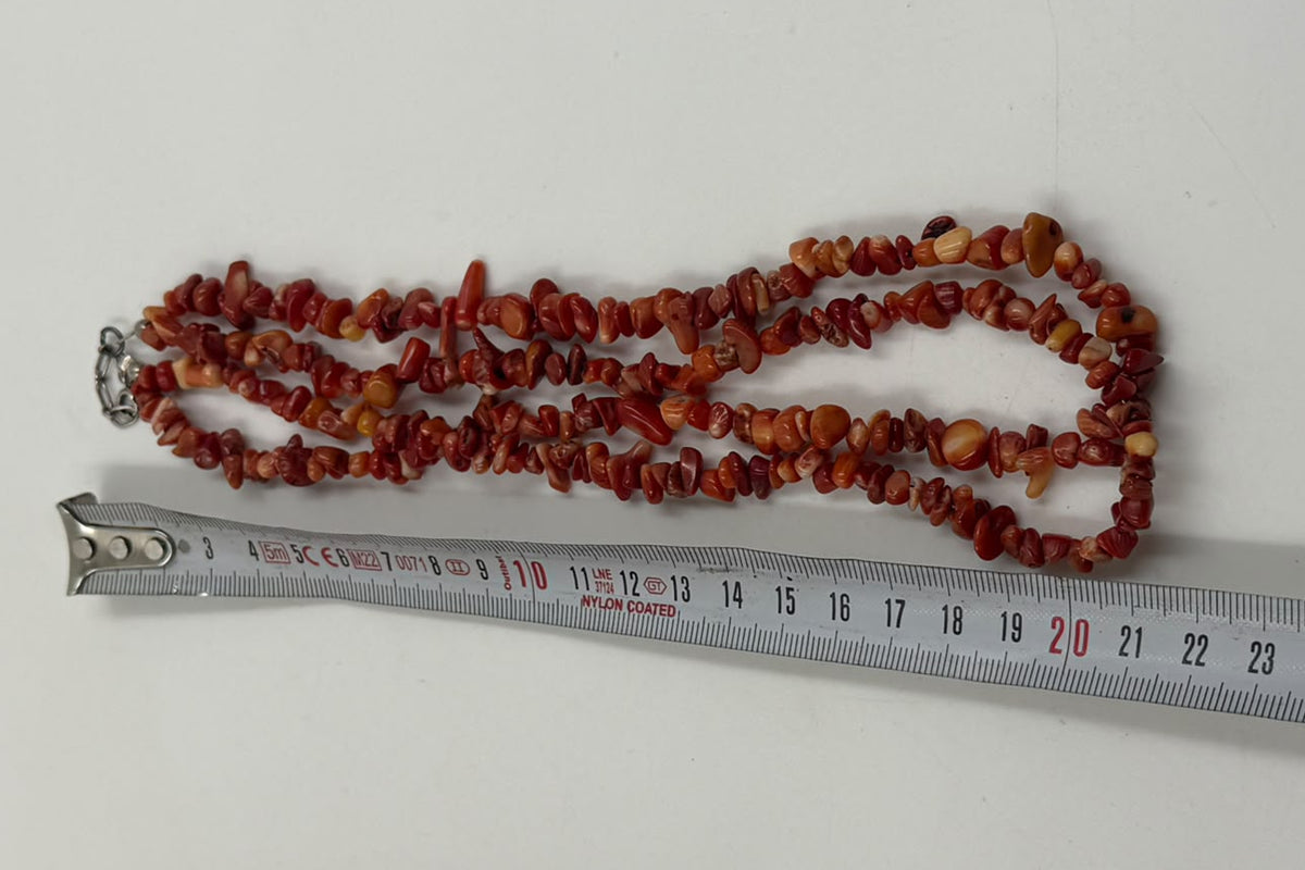 Natural Red Carnelian Chip Necklace – 45cm | 925 Sterling Silver Clasp | Handcrafted Gemstone Jewelry