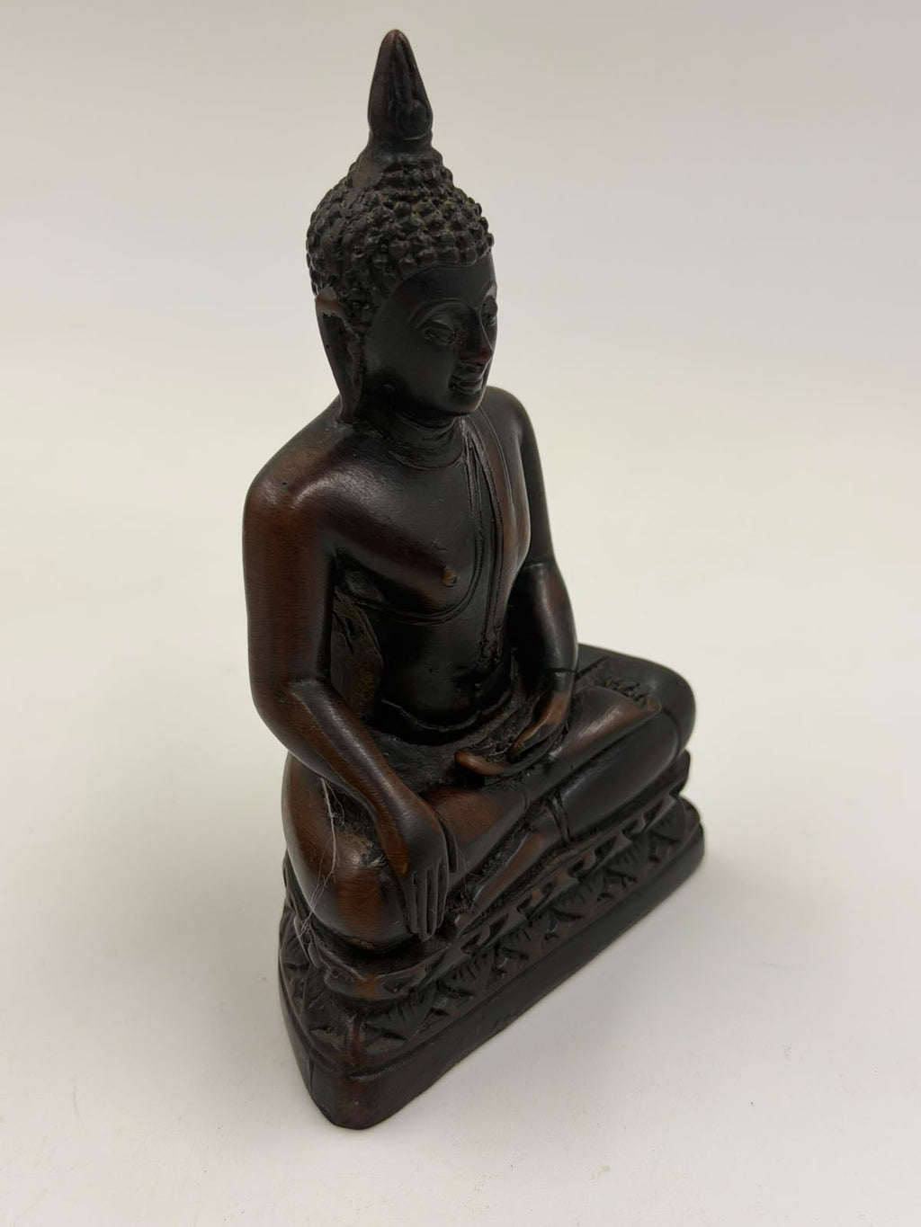 Seated Meditation Buddha Resin Figurine – 7x11.5cm | Thai Style Bronze-Finish Sculpture | Home Décor Collectible