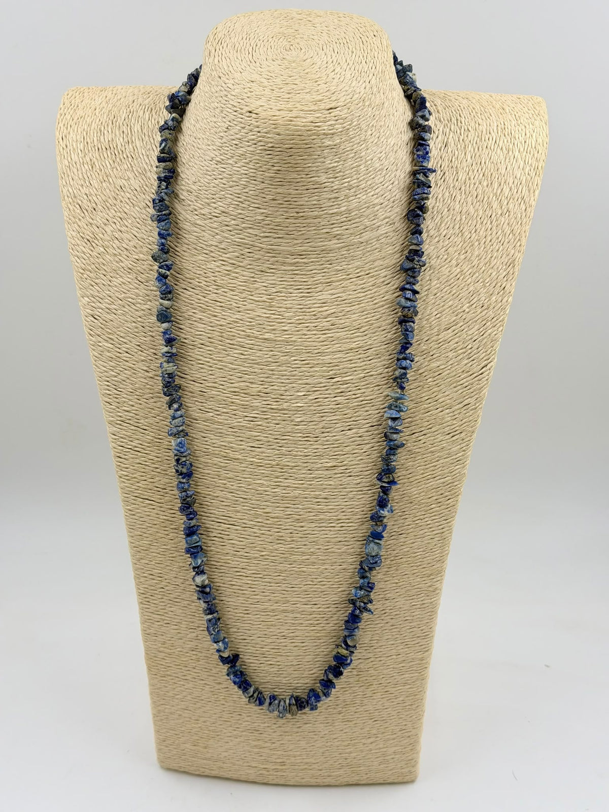 Natural sodalite chip necklace on mannequin
