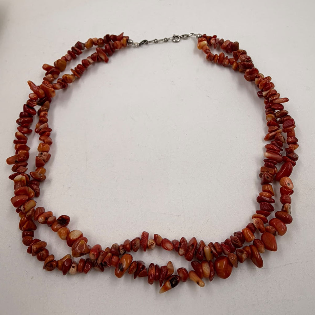 Natural Red Carnelian Chip Necklace – 45cm | 925 Sterling Silver Clasp | Handcrafted Gemstone Jewelry