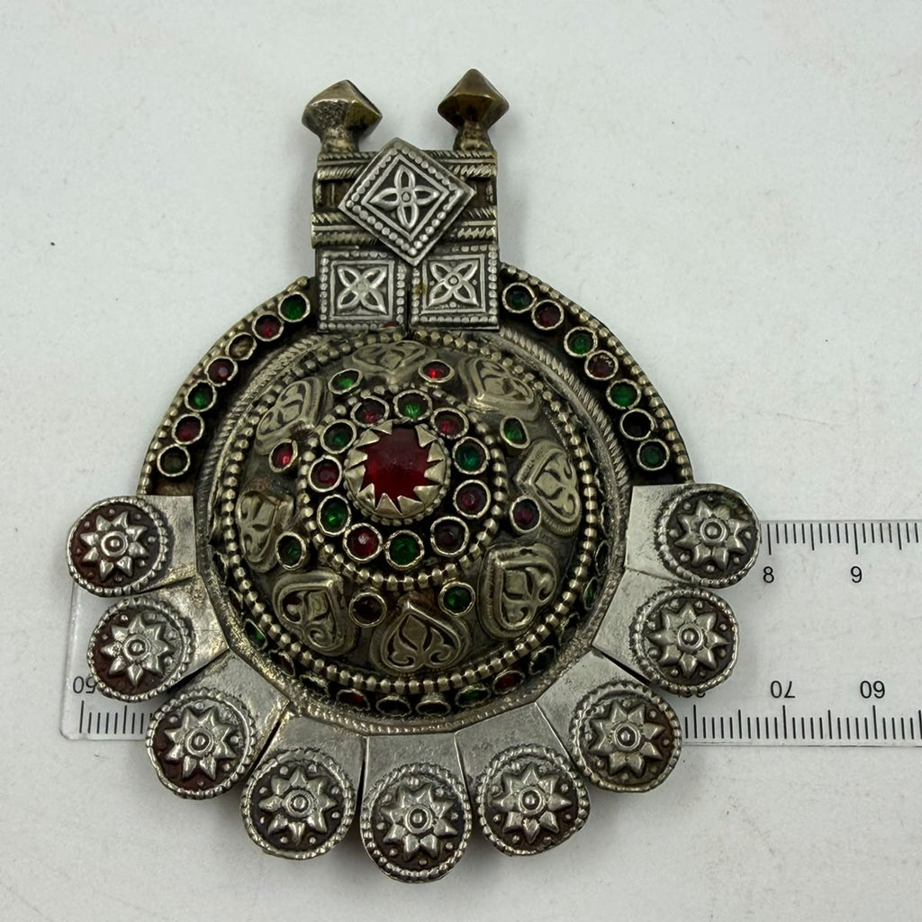 Antique Afghan silver pendant front view