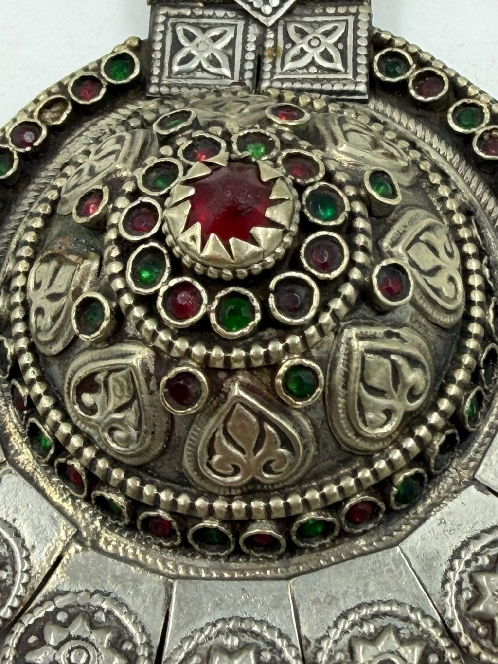Antique Afghan silver pendant with ruler for scale