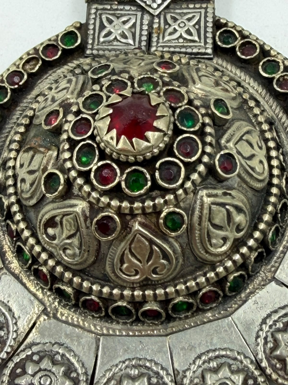 Antique Afghan silver pendant with ruler for scale