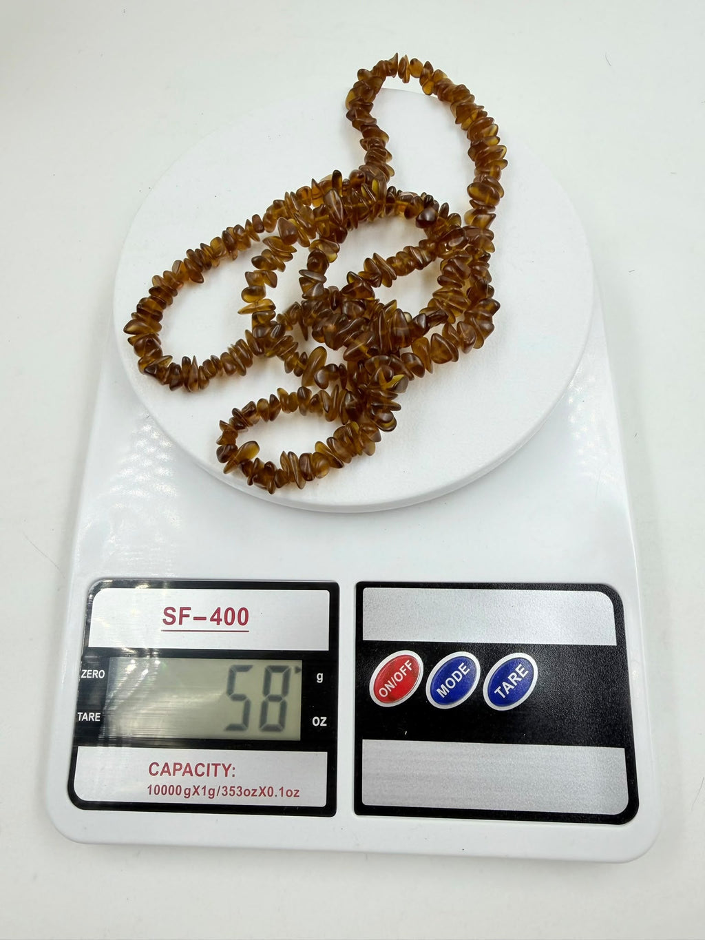 Natural brown agate chip necklace length measurement 38cm with ruler
