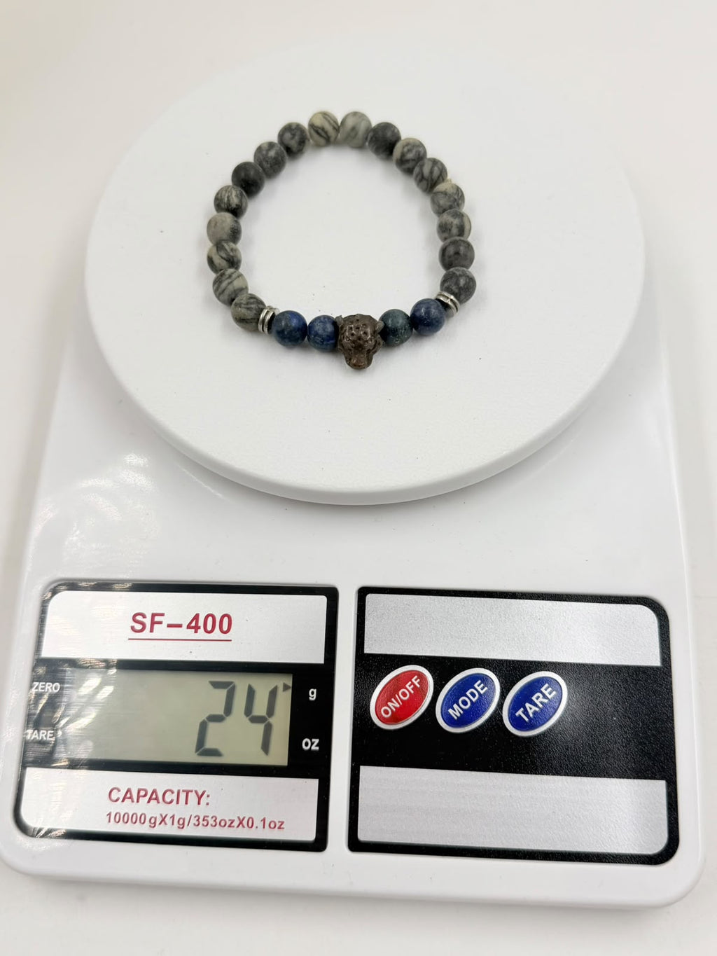 Picasso jasper lapis lazuli bracelet flat lay
