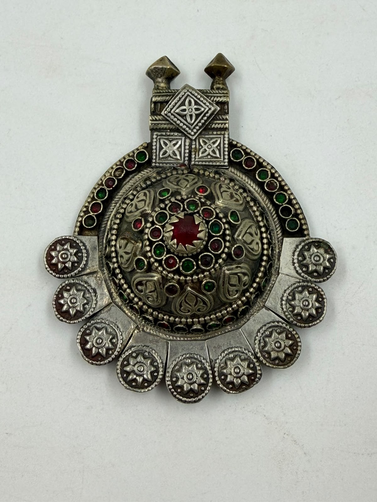 Antique Afghan silver pendant back view