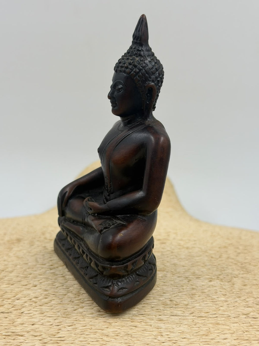 Seated Meditation Buddha Resin Figurine – 7x11.5cm | Thai Style Bronze-Finish Sculpture | Home Décor Collectible