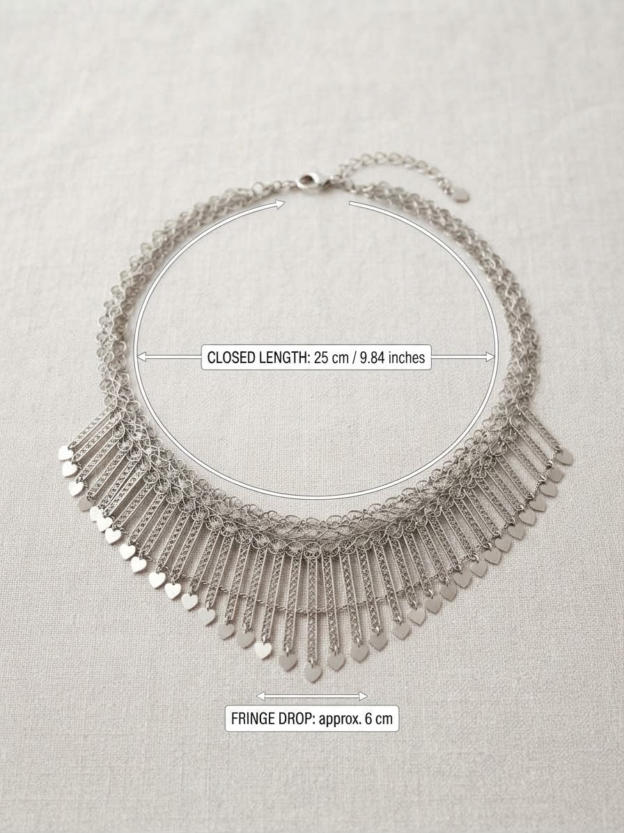 Vintage silver 925 waterfall necklace on mannequin front view