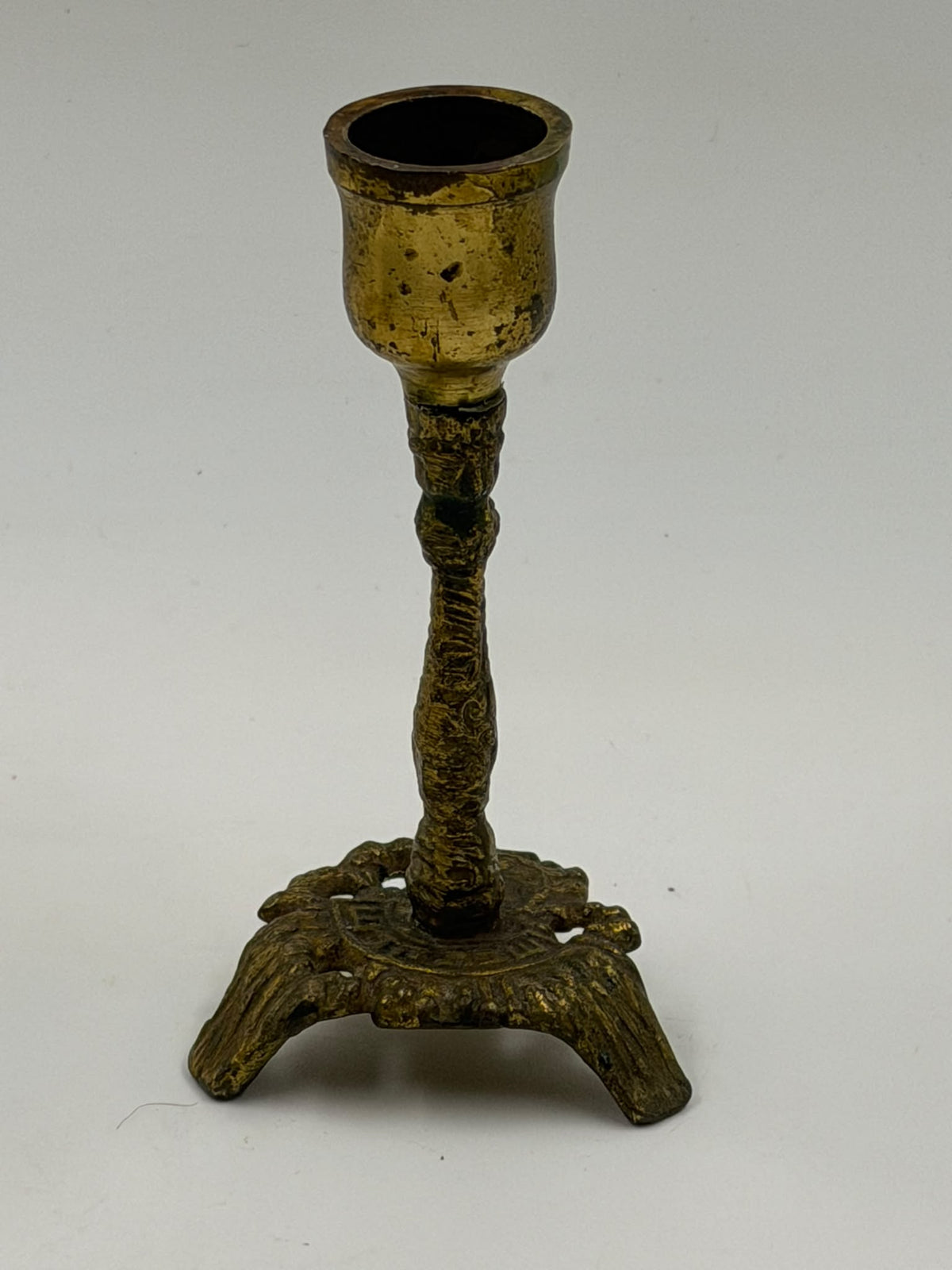 Vintage Brass Jewish Shabbat Kiddush Candlestick – Israeli Judaica Collectible