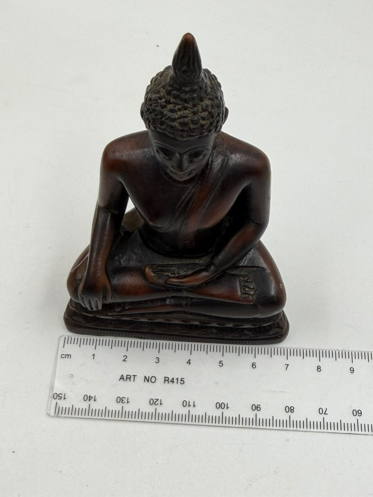 Seated Meditation Buddha Resin Figurine – 7x11.5cm | Thai Style Bronze-Finish Sculpture | Home Décor Collectible