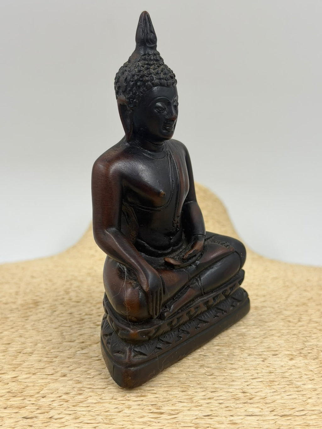Seated Meditation Buddha Resin Figurine – 7x11.5cm | Thai Style Bronze-Finish Sculpture | Home Décor Collectible