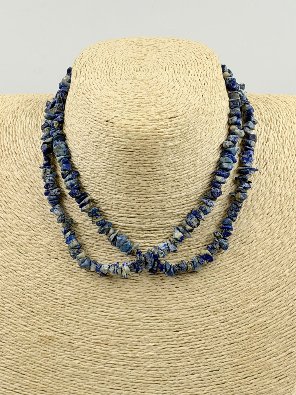 Natural sodalite chip stones close-up