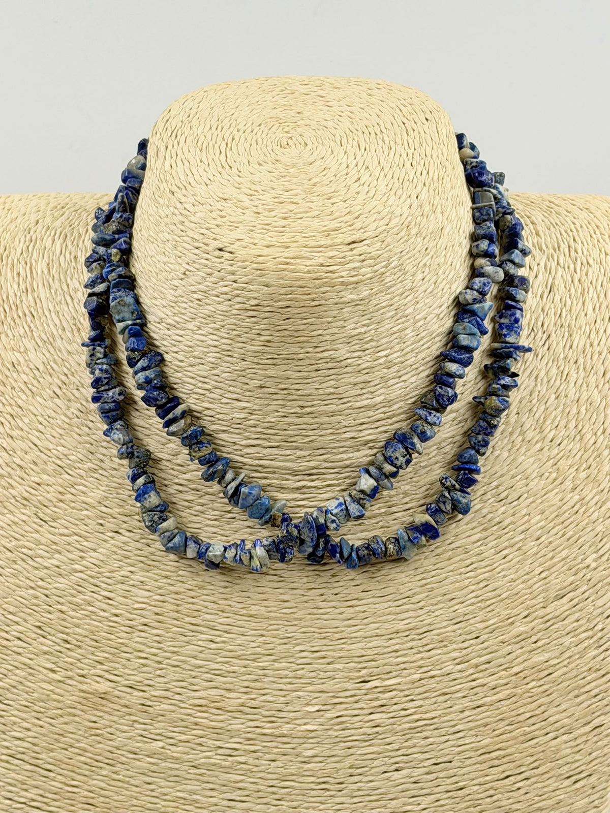 Natural sodalite chip stones close-up