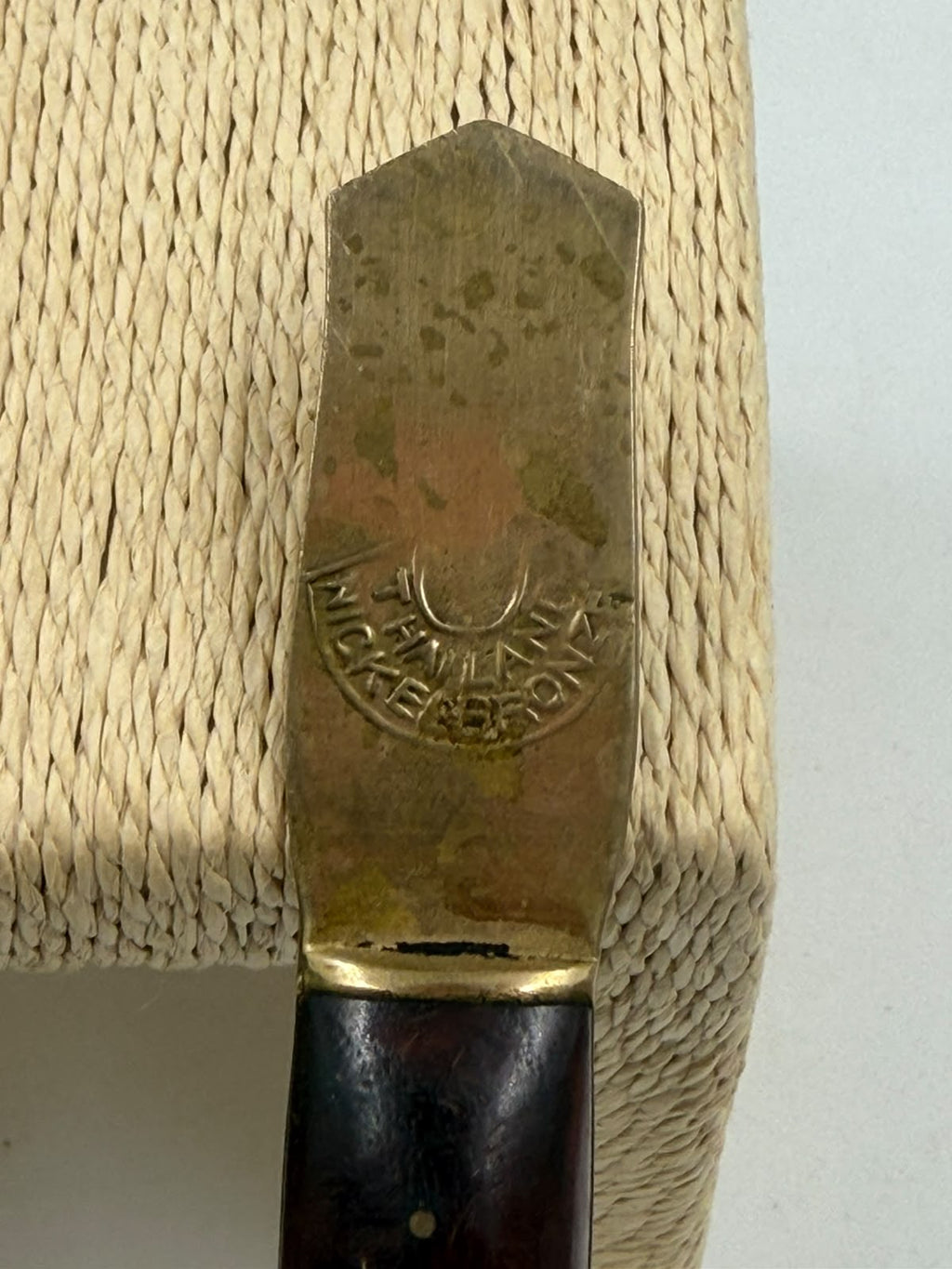 Antique Thai brass ladle – full piece on surface