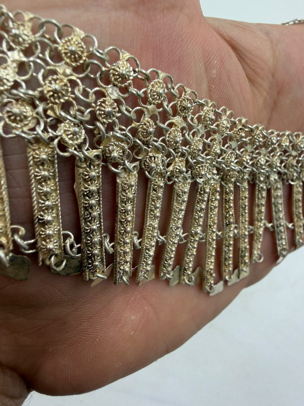 Vintage silver 925 waterfall necklace on mannequin side view