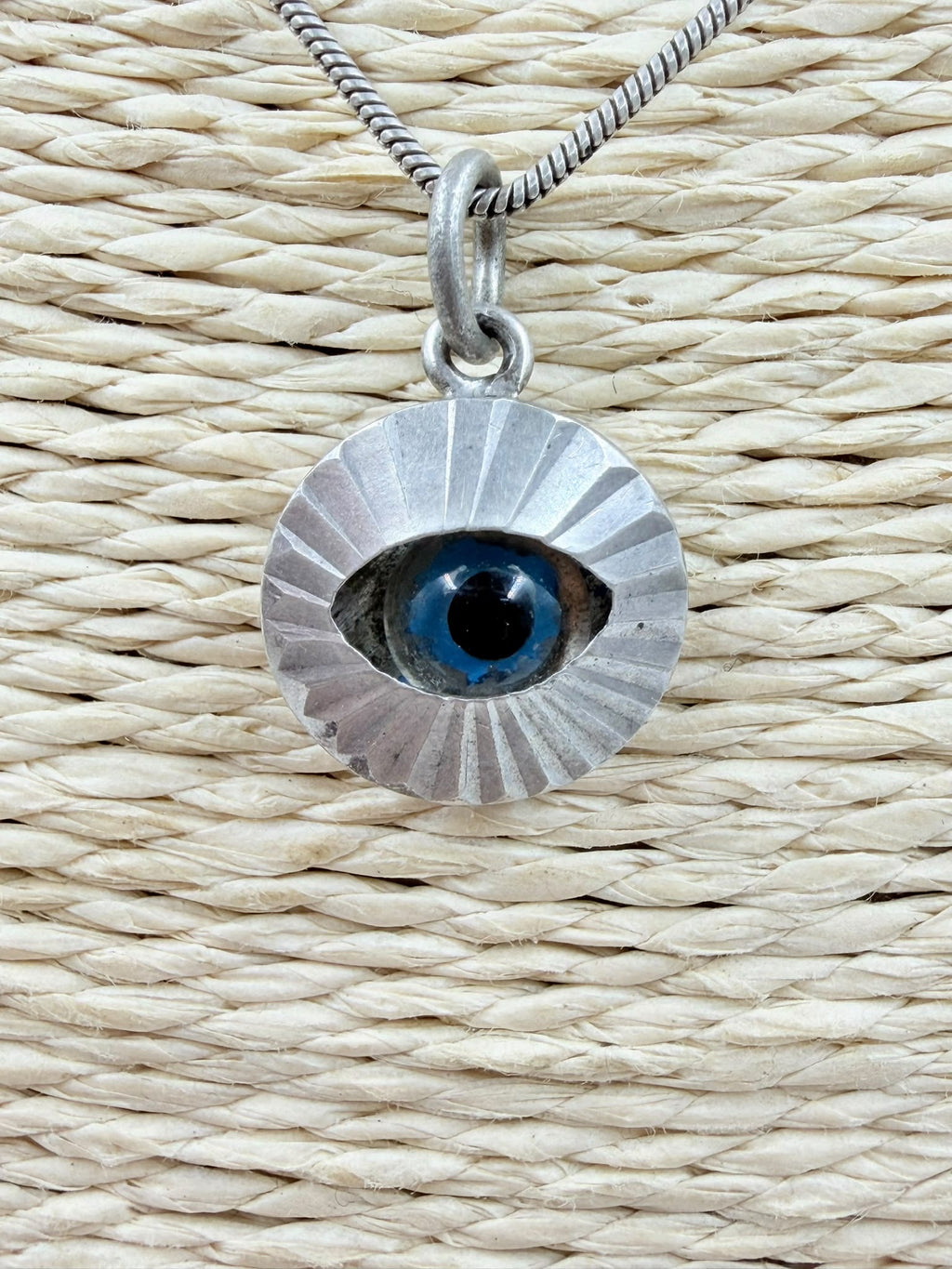 925 Italian sterling silver evil eye necklace detail