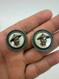 Soviet era cufflinks worn on white dress shirt French cuff lifestyle photo