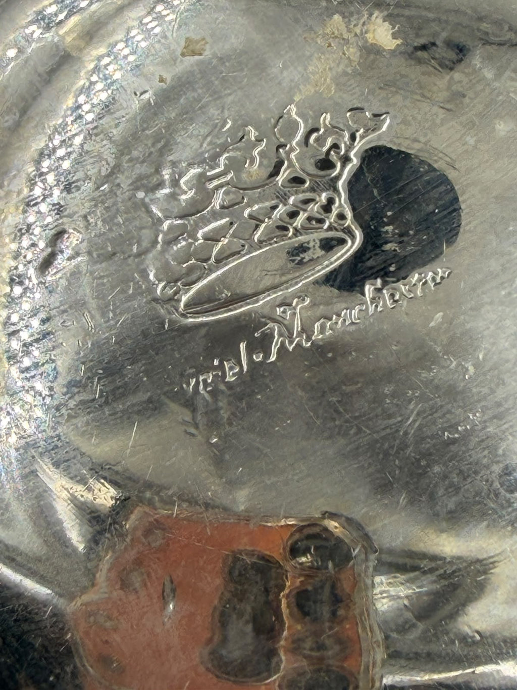 Vintage Moroccan Silver-Plated Teapot engraving detail