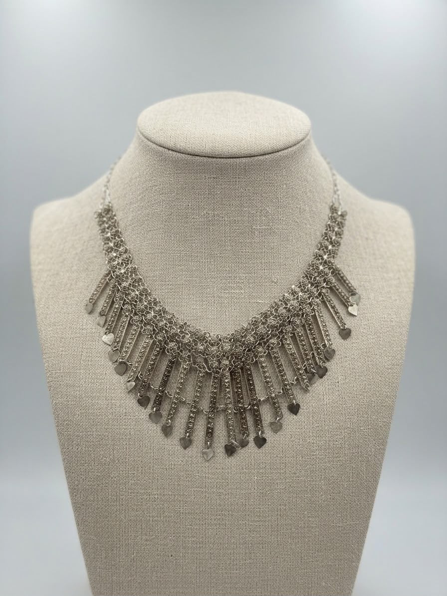 Vintage silver 925 waterfall necklace full flat lay