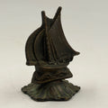Antique brass sailboat figurine – back right angle