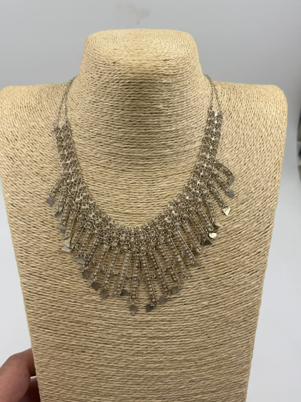 Vintage silver 925 waterfall necklace full flat lay 2