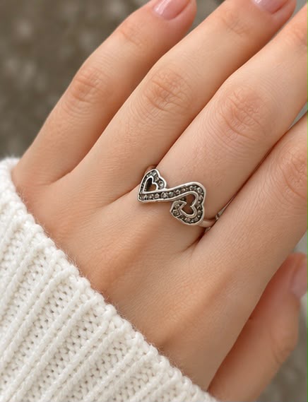 925 hallmark stamp on inner band of sterling silver heart ring
