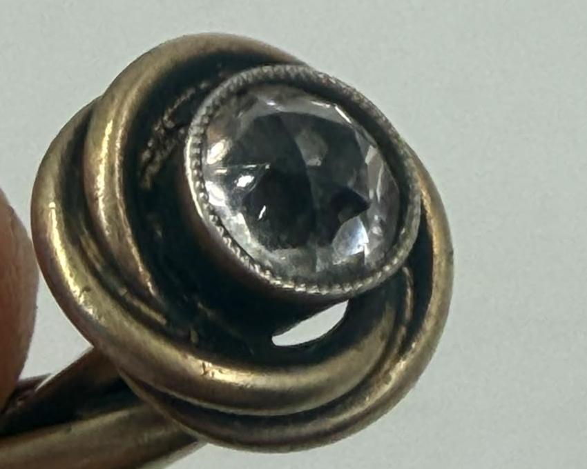 Soviet 875 Silver Swirl Cufflinks with Crystal Stone – Hallmarked USSR Pair