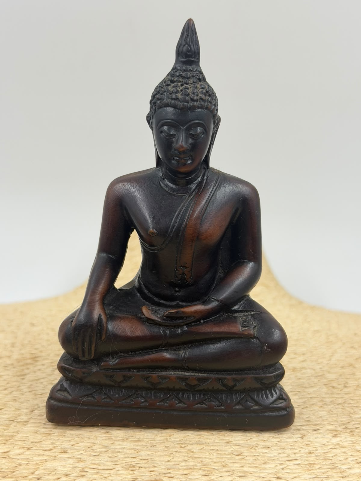 Seated Meditation Buddha Resin Figurine – 7x11.5cm | Thai Style Bronze-Finish Sculpture | Home Décor Collectible