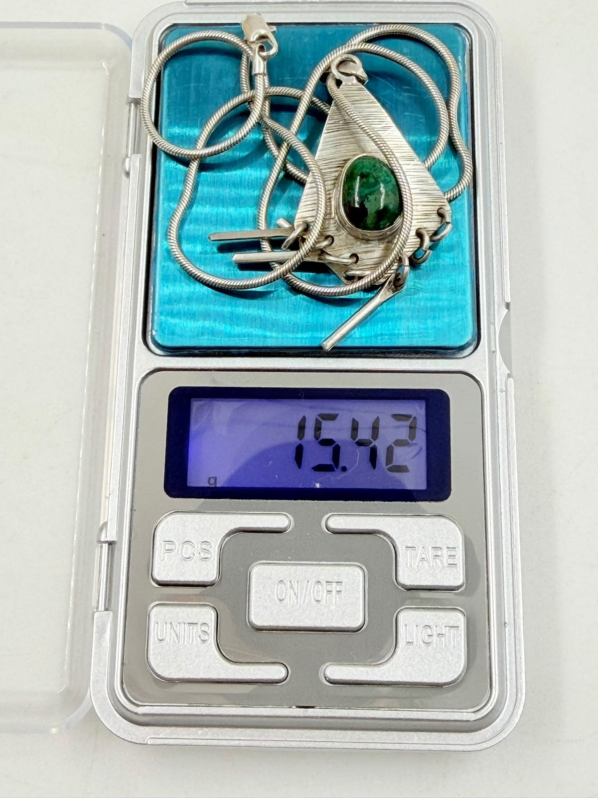 925 Israeli sterling silver tribal necklace on jewelry bust