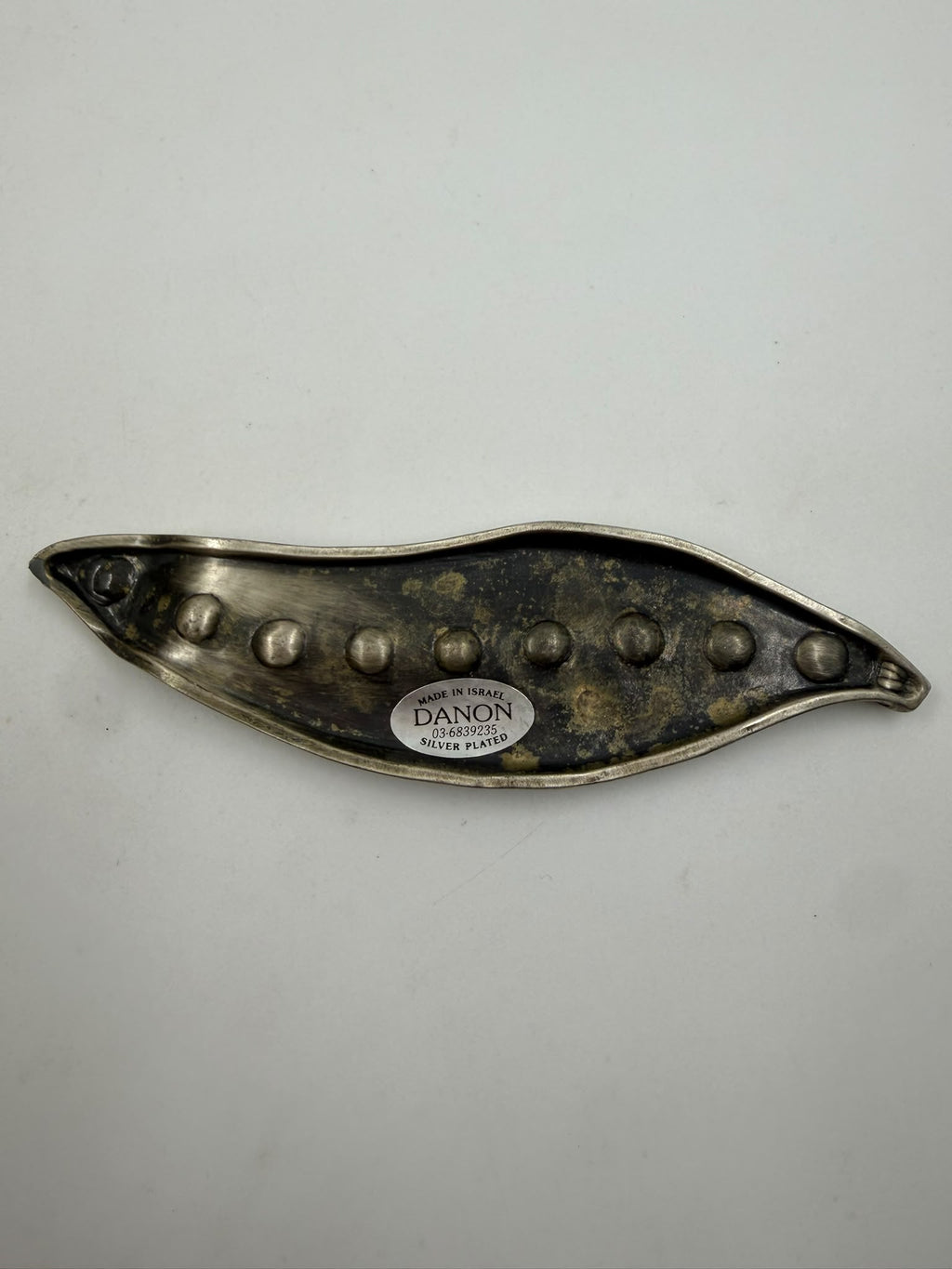 Vintage Danon Israel Silver-Plated Hanukkah Menorah – Modernist Leaf-Shaped Judaica