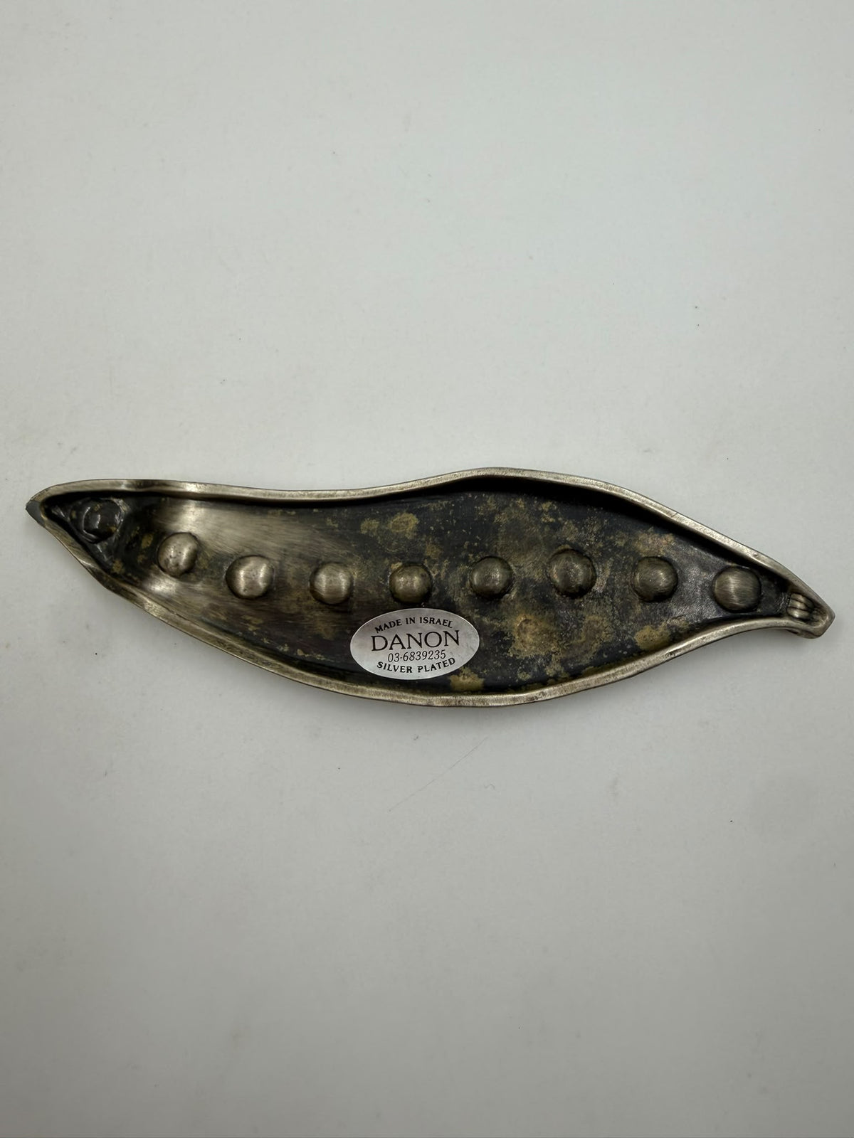 Vintage Danon Israel Silver-Plated Hanukkah Menorah – Modernist Leaf-Shaped Judaica