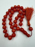 Turkish Faturan misbaha 33 beads coiled view showing silk tassel and imama bead