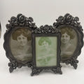 Rectangular pewter photo frame with ruler showing 10cm width