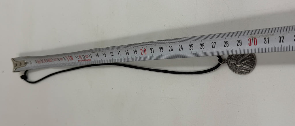 800 silver antique coin pendant necklace measured on ruler - 32cm cord