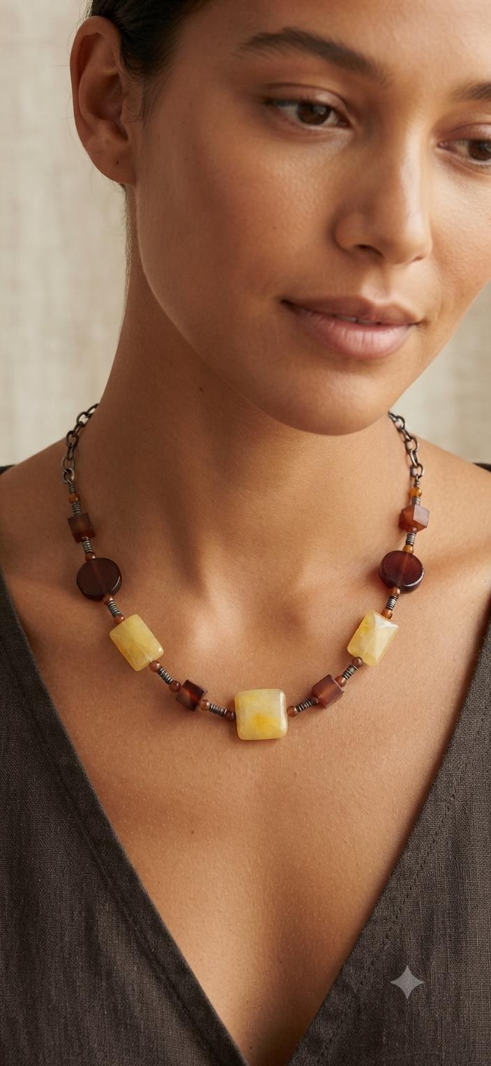 Necklace held in hand showing length