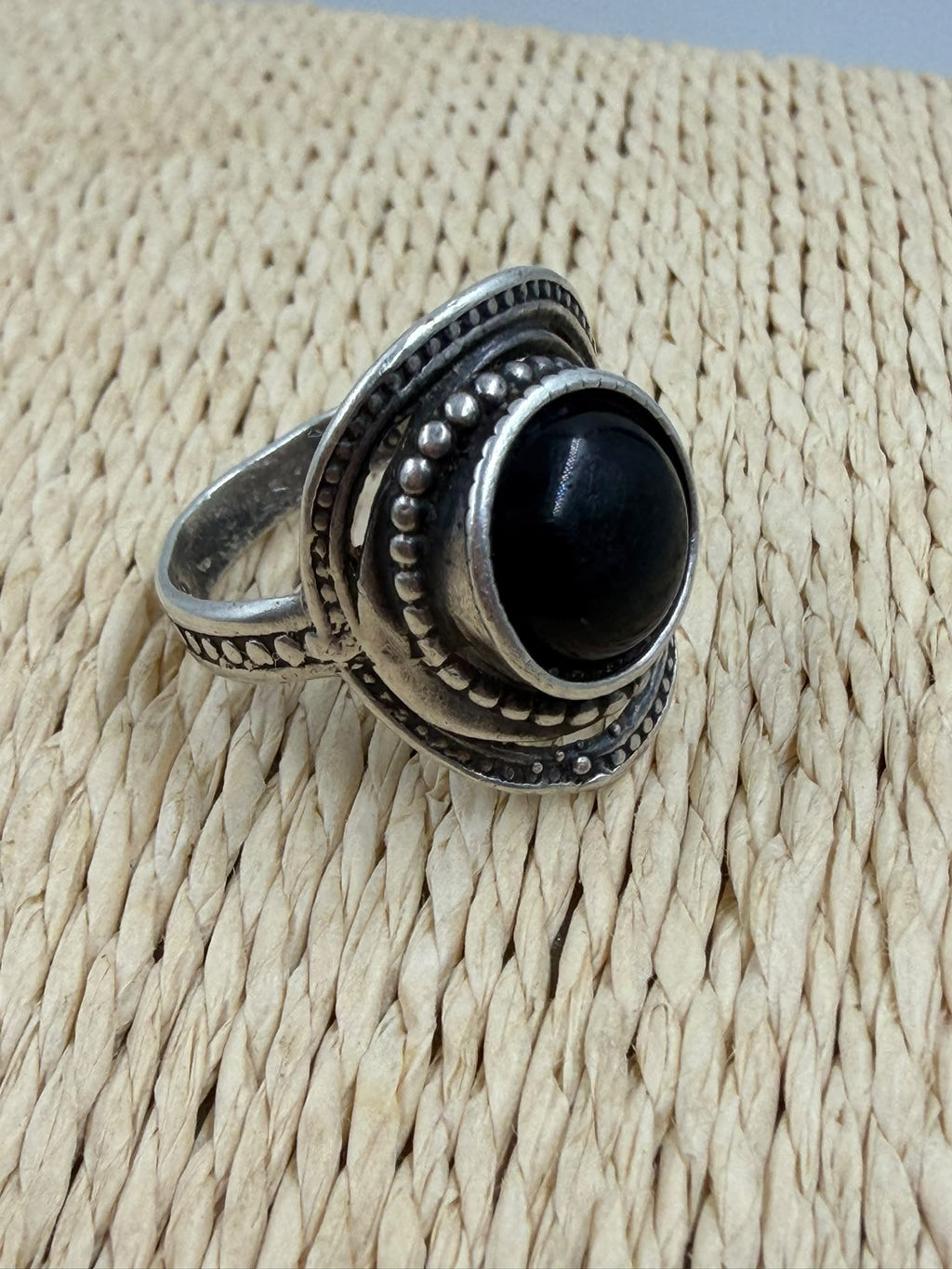 925 Sterling Silver Black Onyx Ring - top view
