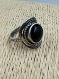 925 Sterling Silver Black Onyx Ring - top view