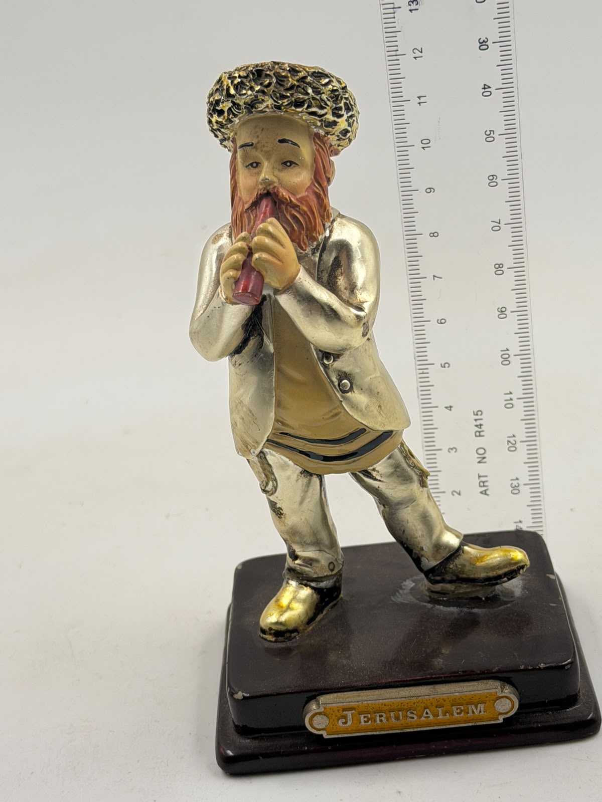 Jerusalem Jewish figurine – back view showing silver coat detail