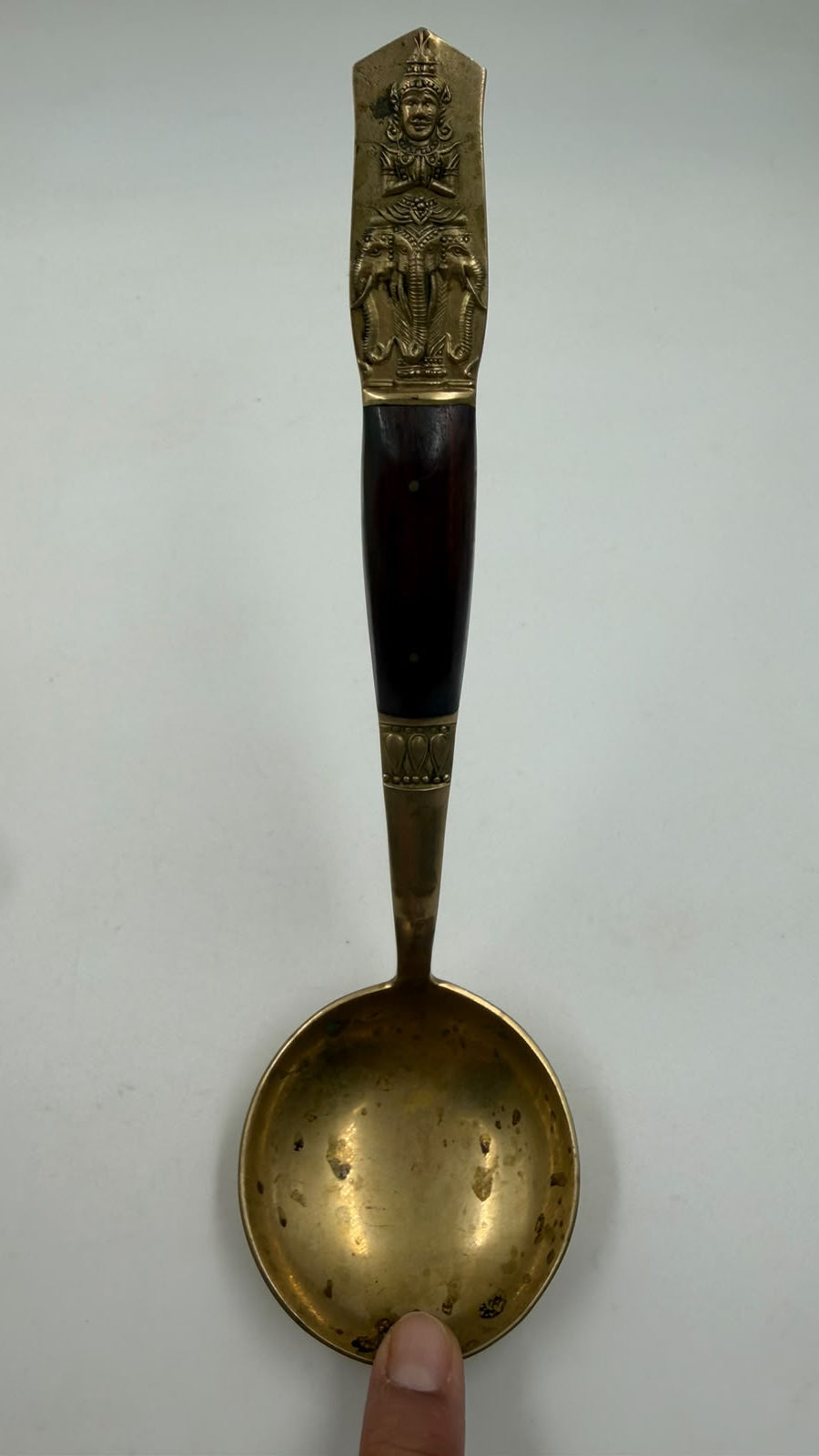 Antique Thai brass ladle – full view front