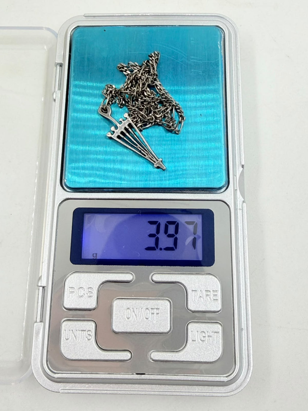 925 Italian silver umbrella pendant necklace on wicker display