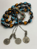 Egyptian Coke Misbaha – 33 Beads | Turquoise & Amber Inlay | Coin Tassel