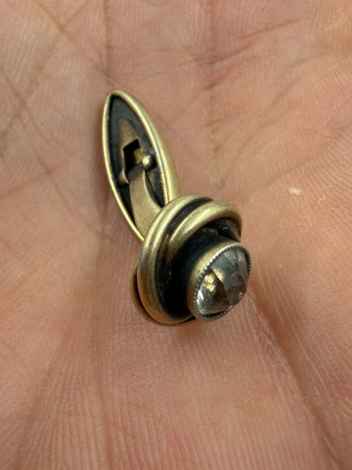 Soviet 875 Silver Swirl Cufflinks with Crystal Stone – Hallmarked USSR Pair