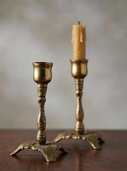 Vintage Brass Jewish Shabbat Kiddush Candlestick – Israeli Judaica Collectible