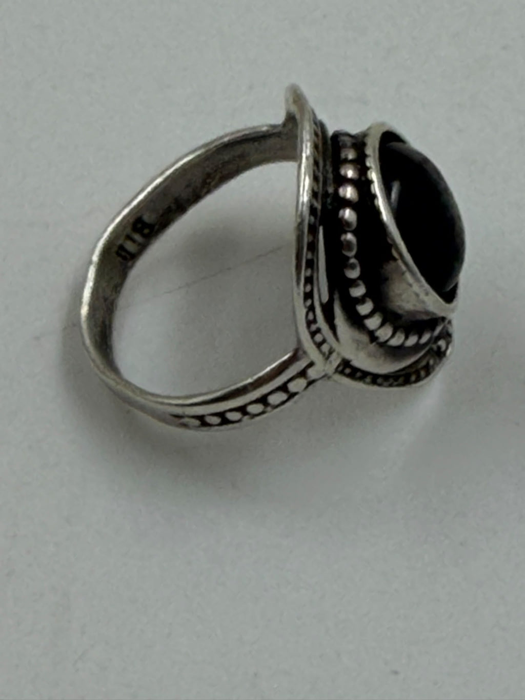 925 Sterling Silver Black Onyx Ring - side on display