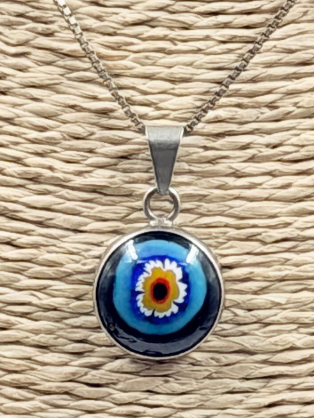 Millefiori evil eye pendant detail